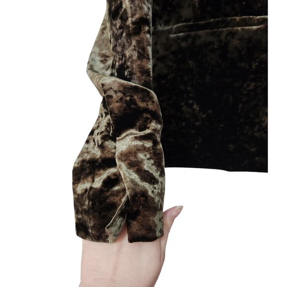 SANCTUARY by ANTHROPOLOGIE Green Blazer with Velvet Texture & Floral  SZ Small - Picture 13 of 16